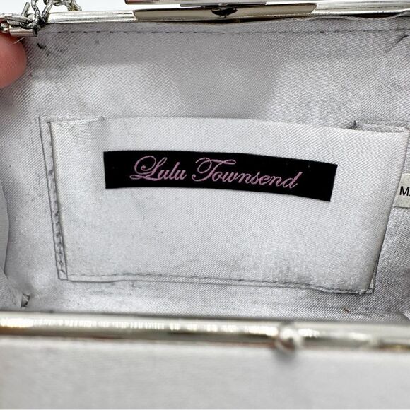 Lulu Townsend Designer Minaudiere Handbag‎ Coin Purse Rhinestone Silver Clutch - Picture 10 of 13